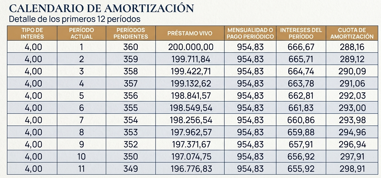 grafico de una amortizacion de hipoteca